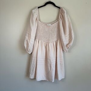 Mustard seed puff sleeve baby doll dress